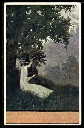 Künstler-AK Ernst Kutzer: Heinrich Heine, Lyrisches Intermezzo, Wanderer träumt von einer Prinzessin