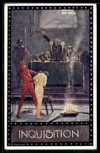 Künstler-AK Im Zeichen der Religion, Ernst Kutzer: Inquisition