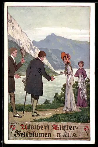 Künstler-AK Ernst Kutzer: Adalbert Stifter, Feldblumen, 17 Lilie