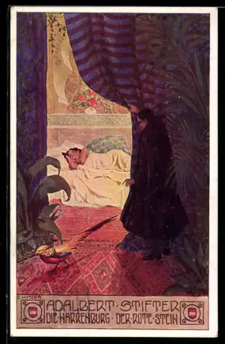 Künstler-AK Ernst Kutzer: Adalbert Stifter, Die Narrenburg, der rote Stein