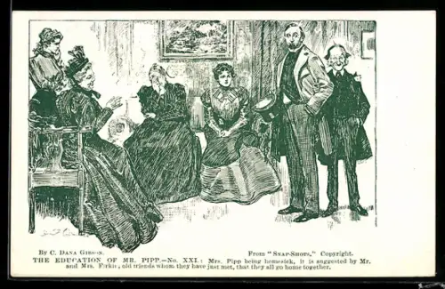 Künstler-AK Charles Dana Gibson: The Education of Mr. Pipp, Homesick Mrs. Pipp