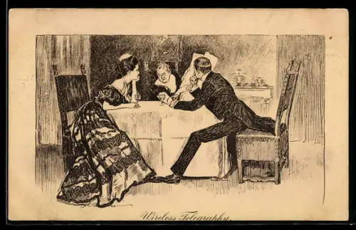Künstler-AK Charles Dana Gibson: Wireless Telegraphs