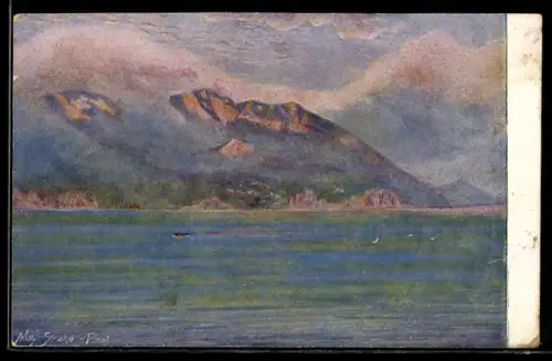 Künstler-AK Willy Straka: Morgennebel an der dalmatinischen Küste