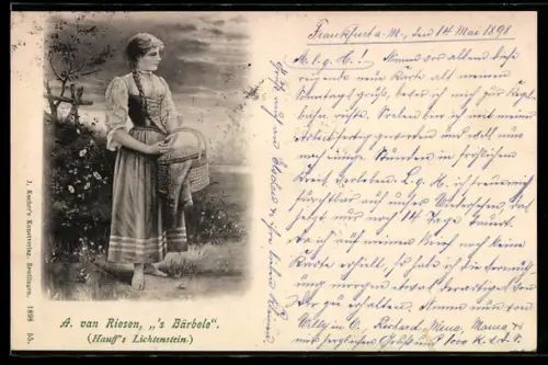 Künstler-AK Arno von Riesen: `s Bärbele, Mädchen in Tracht