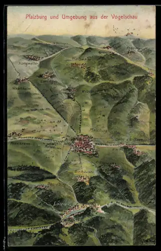 Künstler-AK Eugen Felle: Pfalzburg, Panorama der Umgebung