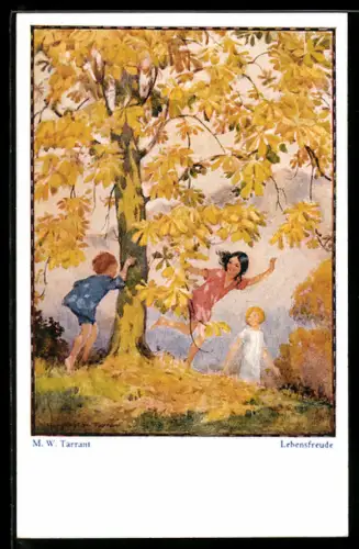 Künstler-AK Margaret W. Tarrant: Lebensfreude, Kinder spielen unter einem Baum