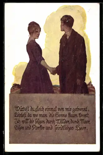 Künstler-AK Ernst Kutzer: Deutscher Schulverein Nr. 1330, Liebespaar nimmt Abschied voneinander