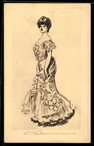 Künstler-AK Charles Dana Gibson: Dame im Abendkleid