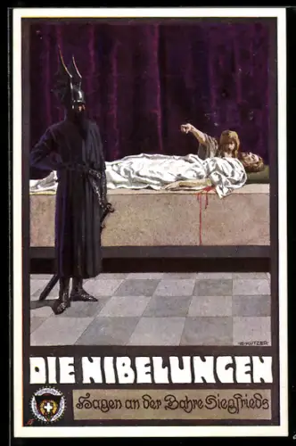 Künstler-AK Ernst Kutzer: Hagen an der Bahre Siegfrieds