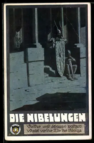 Künstler-AK Ernst Kutzer: Die Nibelungen, Volker und Hagen...