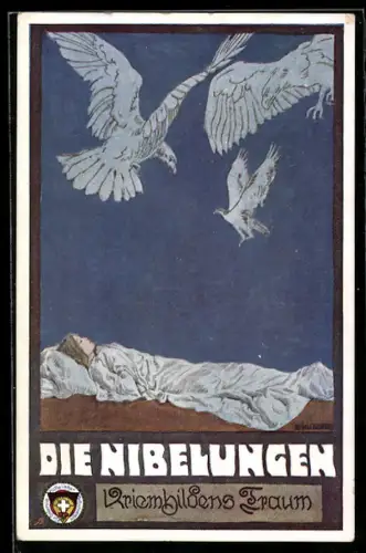 Künstler-AK Ernst Kutzer: Nibelungen, Kriemhildens Traum