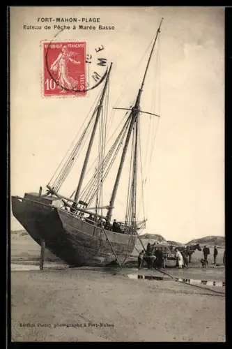 AK Fort-Mahon-Plage, Bateau de Peche a Maree Basse