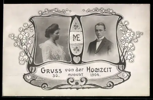 AK Junges Paar bei seiner Hochzeit, 1904