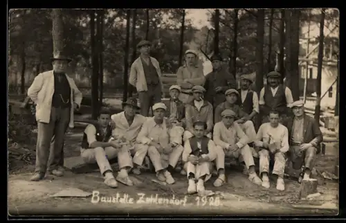 Foto-AK Berlin-Zehlendorf, Strassenbau-Arbeiter 1928