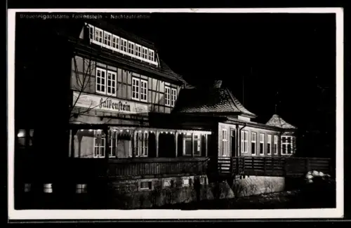 AK Probstzella, Gasthof Falkenstein bei Nacht