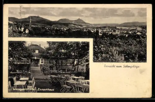 AK Bonn, Gasthof Ennerthaus, Inh. M. Esser, Fernsicht zum Siebengebirge