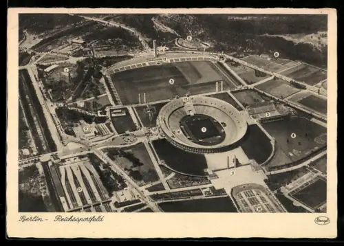 AK Berlin, Reichssportfeld vom Flugzeug aus, Olympia