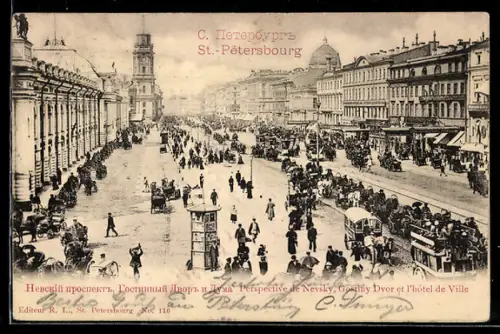 AK St-Petersbourg, Perspective de Nevsky, Gostiny Dvor et Hotel de Ville