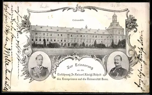 AK Bonn, Einführung Sr. Kaiserl. Königl. Hoheit des Kronprinzen auf die Universität, Kaiser Wilhelm II.