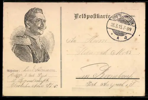 AK Portrait Kaiser Wilhelm II. in Kürassier-Uniform, Ansicht von Burg Oberlahnstein a. Rh.