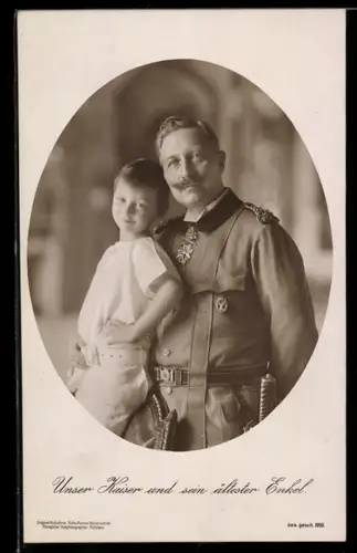 AK Kaiser Wilhelm II. in Uniform mit seinem ältesten Enkel