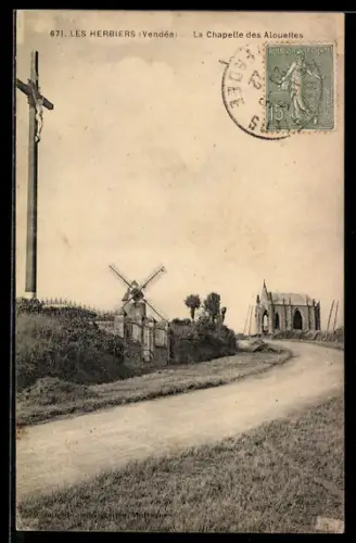 AK Les Herbiers /Vendée, La Chapelle des Alouettes, moulin