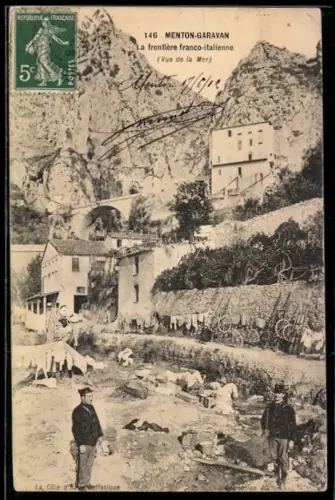 AK Menton-Garavan, La frontière franco-italienne, Vue de la Mer