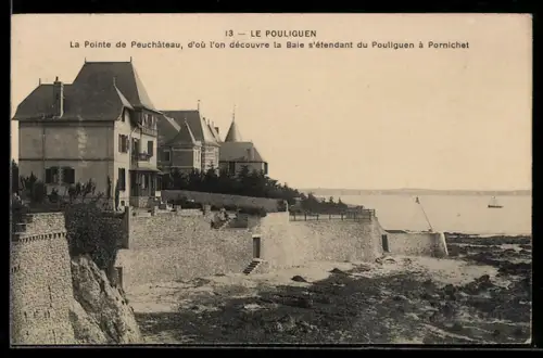 AK Le Pouliguen, La Pointe de Peuchâteau, d`où l`on découvre la Baie s`étendant du Pouliguen à Pornichet