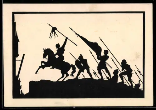 Künstler-AK Schattenbild des St. Franziskus, Ritterliche Jugend, Schutzpatron