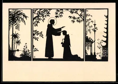 Künstler-AK Schattenbild des St. Franziskus, Weltumspannende Liebe, Schutzpatron