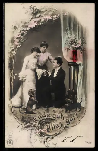 Foto-AK NPG Nr. 324/10: Eleganter Herr steckt Dame Ring an