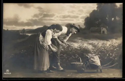 AK Wenn das Korn reift, Bauern bei der Feldarbeit, Landwirtschaft