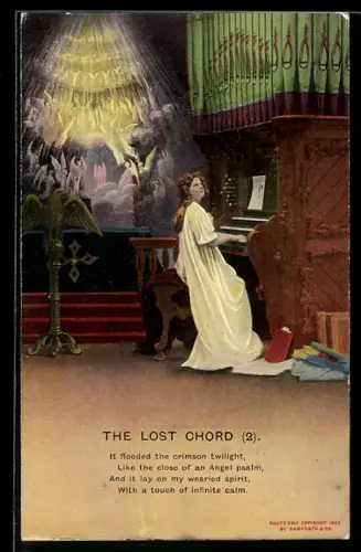AK The lost Chord, Frau spielt auf einer Orgel