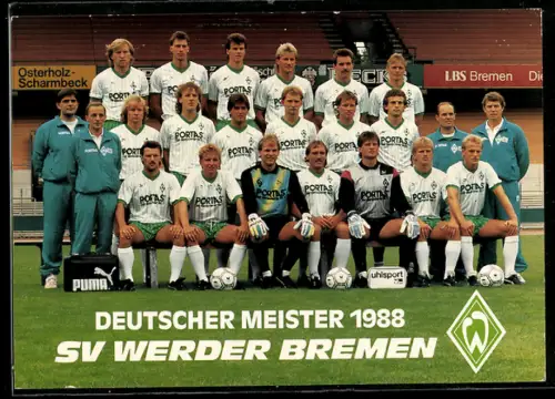 AK Deutsche Fussballmannschaft SV Werder Bremen 1988 in einem Stadion
