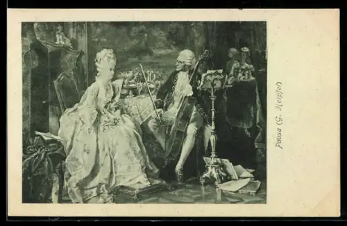 AK Pausa, Cellist und Dame