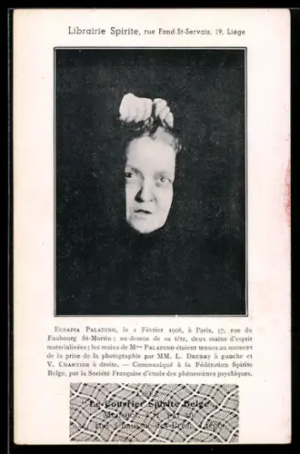 AK Liege, Librairie Spirite, Eusapia Paladino, Rue Fond St-Servais 19, Esoterik