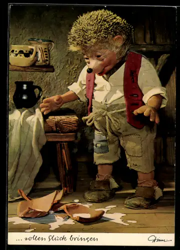 AK Igel Mecki hat einen Krug Milch zerbrochen