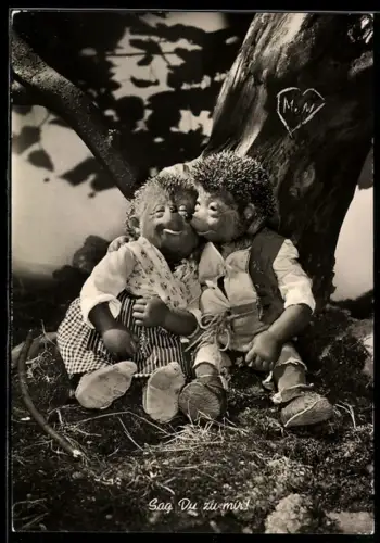 AK Sag Du zu mir, Mecki mit seiner Frau romantisch unter einem Baum sitzend