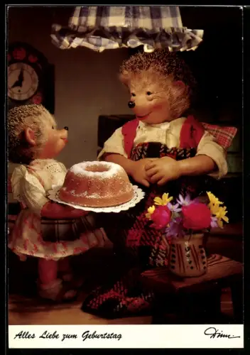 AK Igel Mecki's Tochter schenkt ihrer Mutter einen Napfkuchen