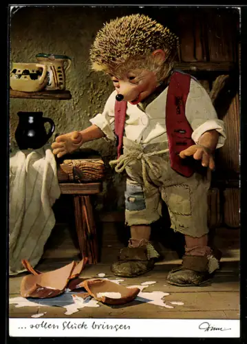 AK Igel Mecki hat einen Krug Milch zerbrochen