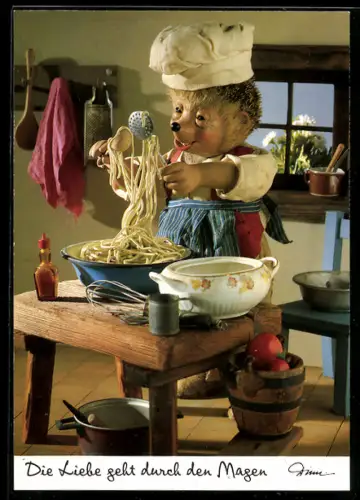 AK Igel Mecki kocht Nudeln