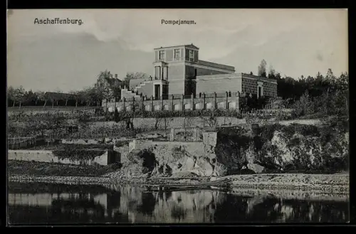 AK Aschaffenburg, Blick zum Pompejanum