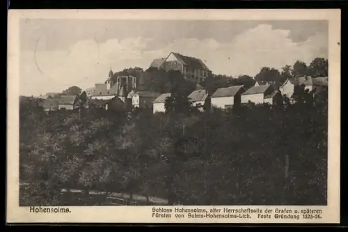 AK Hohensolms, Schloss Hohensolms, Sitz des Fürsten von Solms-Hohensolms-Lich.