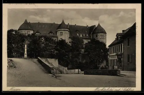 AK Nossen, Marktplatz mit Schloss