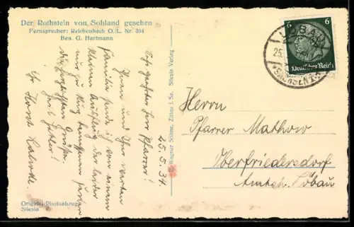AK Sohland /Reichenbach, Blick zum Gasthaus Rothstein, Inh. G. Hartmann