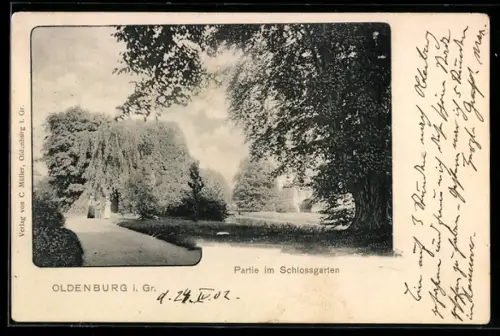 AK Oldenburg i. Gr., Partie im Schlossgarten