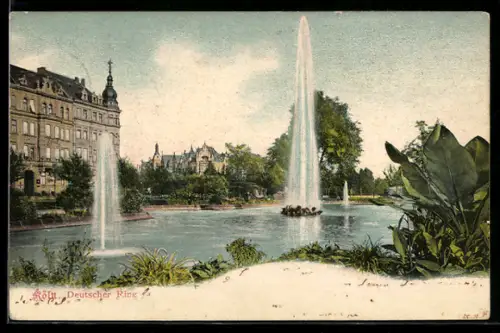 AK Köln-Neustadt, Deutscher Ring, Springbrunnen und Parkanlagen