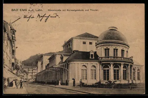AK Bad Ems a. d. Lahn, Römerstrasse, Kursaalgebäude, Theater