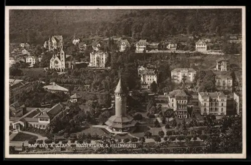 AK Bad Ems a. d. Lahn, Wasserturm, Villenviertel