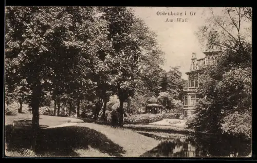 AK Oldenburg i Gr., Am Wall, Parkanlage, Villa